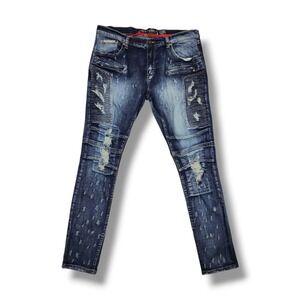 Heritage America 1776 Denim Distillery Distressed Jeans Mens Size 40 X 34 Grunge